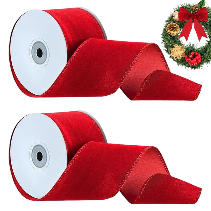 2 Rolls Packaging Wired Velvet - Velvet Ribbon Roll review and price