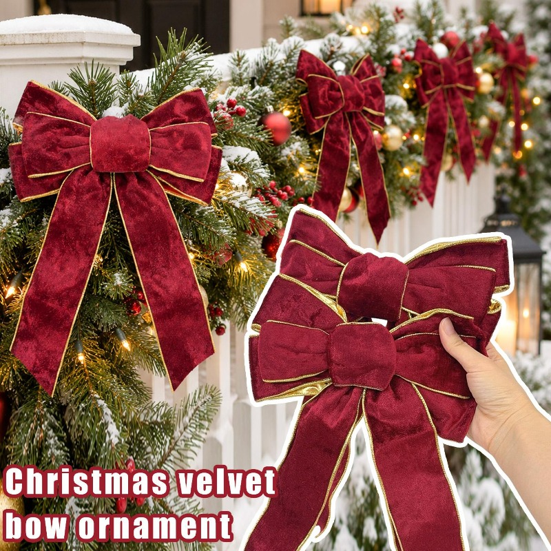 10/1Pcs Claret Velvet Bow Chri - Velvet Ribbon Roll review and price