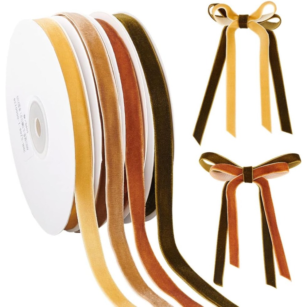 4 Rolls 4 Colors Single Face V - Velvet Ribbon Roll review and price