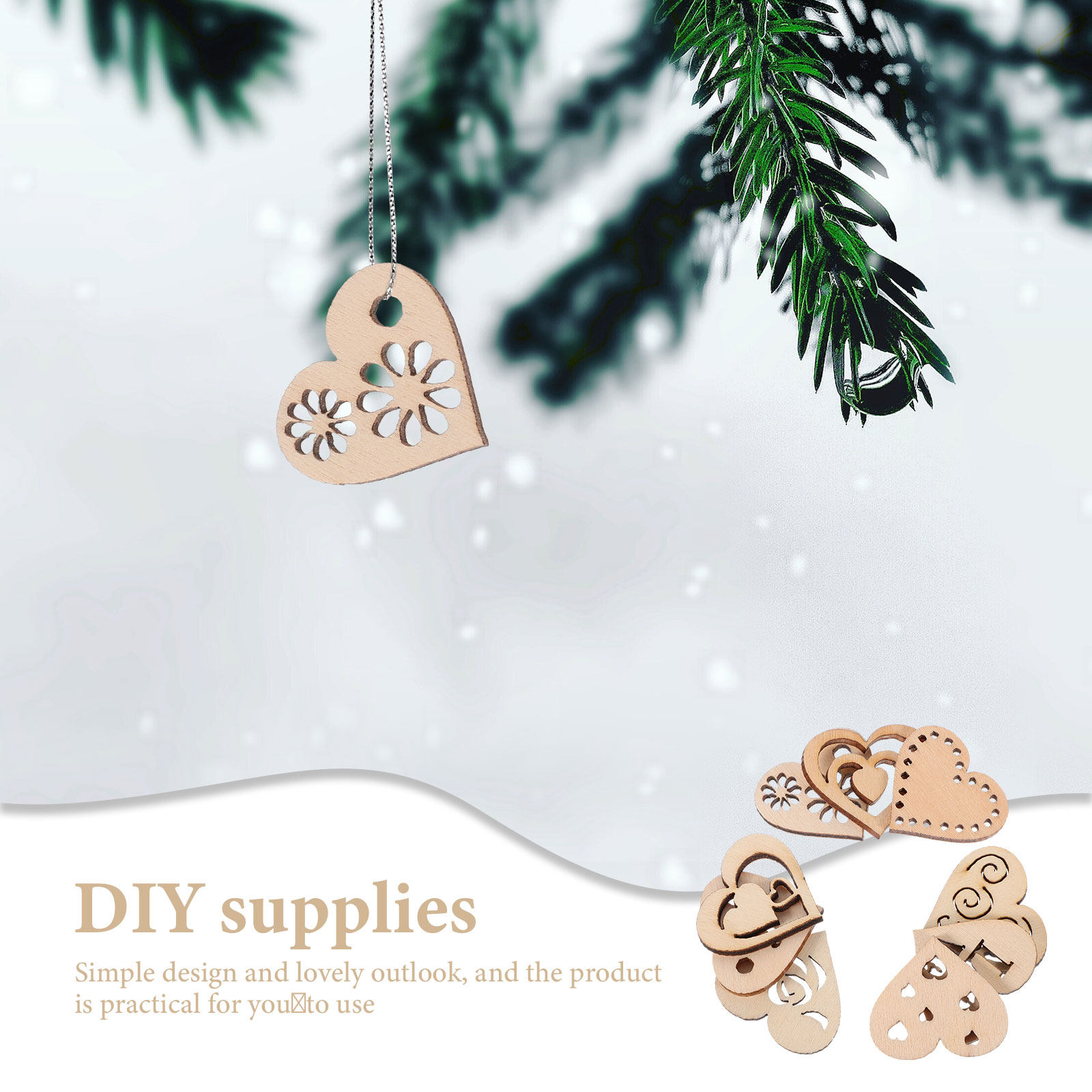 1Set Wooden Heart Slices Hangi - Christmas Craft Embellishment review and price