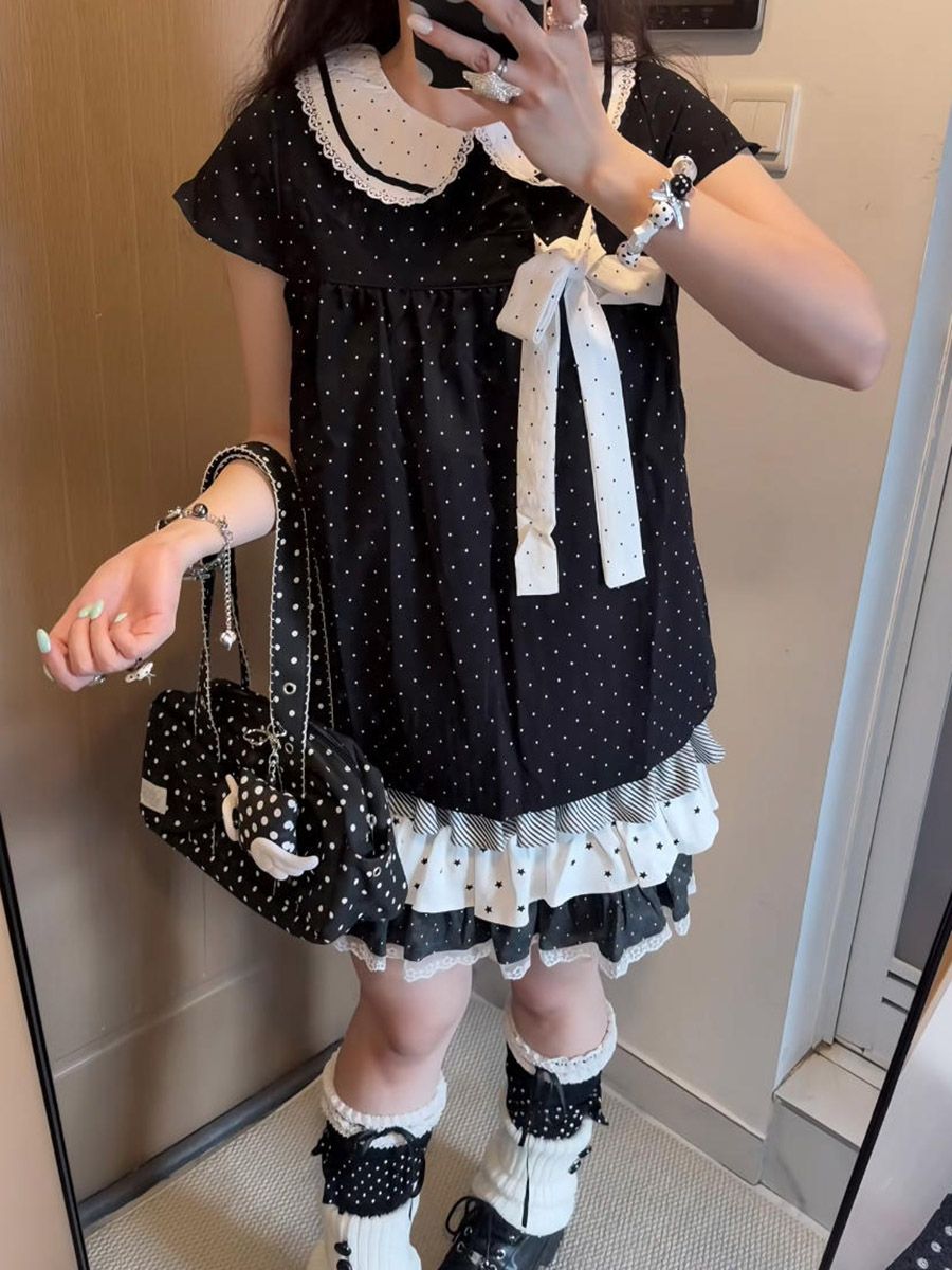 Y2K Kawaii Japanese Polka Dot  - Elastic Lace Trim review and price